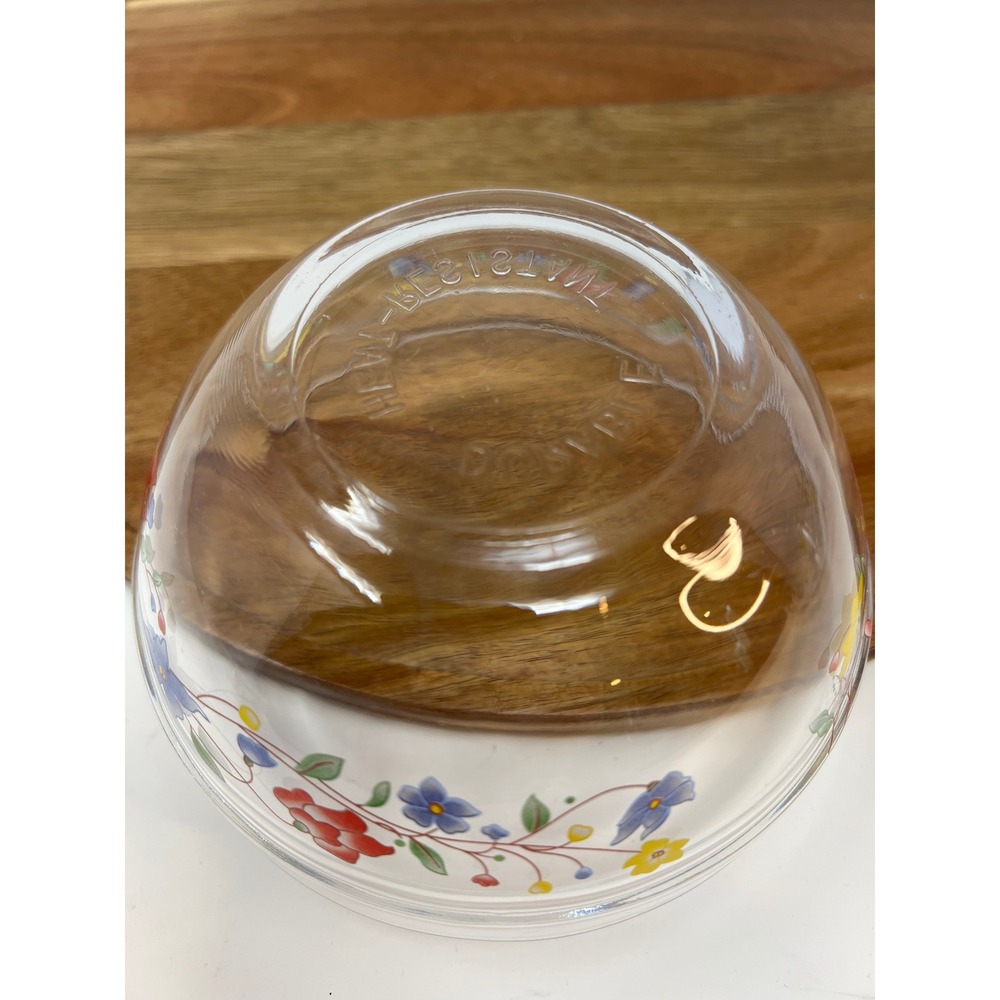 Vintage Glass Mixing Bowl Set Floral Flower Design Set of 4 - Picture 5 of 16